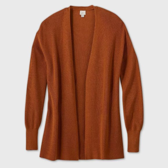 a new day Sweaters - A new day Open Front Rust Knit Cardigan S